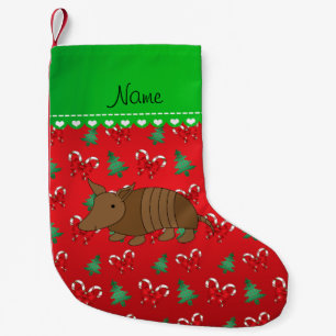 Meia De Natal Pequena Nome personalizado tatus, arcos de doces