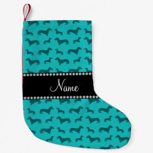 Meia De Natal Pequena Nome personalizado "turquoise dachshances"