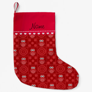 Meia De Natal Pequena Nome personalizado vermelho retrorreflectores cír