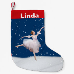 Meia De Natal Pequena Nome Personalizável da Rainha de Neve Ballerina