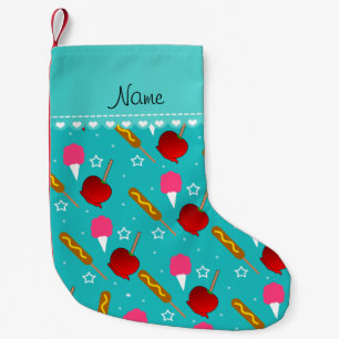 Meia De Natal Pequena Nome Turquoise algodão doce maçã milho