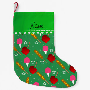 Meia De Natal Pequena Nome verde algodão doce maçã milho