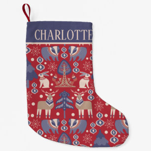 Meia De Natal Pequena Nordic escandinavo personalizado do teste padrão