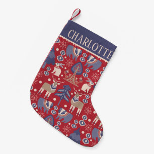 Meia De Natal Pequena Nordic escandinavo personalizado do teste padrão