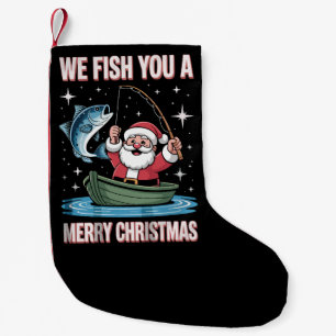Meia De Natal Pequena Nós Pescamos Um Natal Feliz Pescador Pescando Papa
