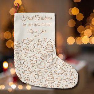 Meia De Natal Pequena Nosso Primeiro Natal Em Nossa Nova Casa Impressão