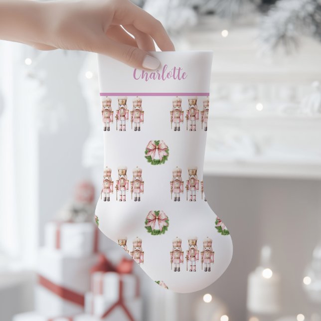 Meia De Natal Pequena Nostálgico Nostálgico Pink Nutcracker (Pink Nutcracker Christmas Stocking)