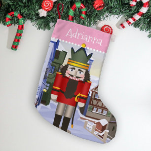 Meia De Natal Pequena Noz-cracker, alemão rosa bávaro Personalizado