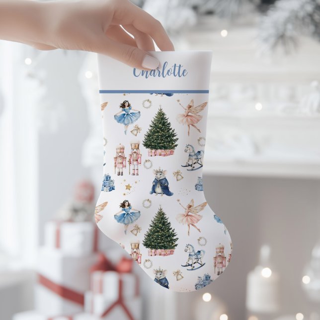 Meia De Natal Pequena Nutcracker Ballet Nostálgico  (Nutcracker Ballet Christmas Stocking)