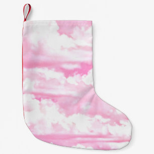 Meia De Natal Pequena Nuvens cor-de-rosa felizes sonhadoras