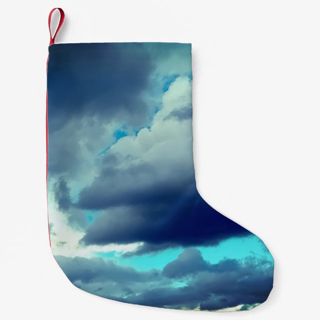 Meia De Natal Pequena Nuvens de cinza (Frente)