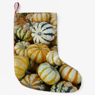 Meia De Natal Pequena Nuvens de Colheita Laranja e Verde