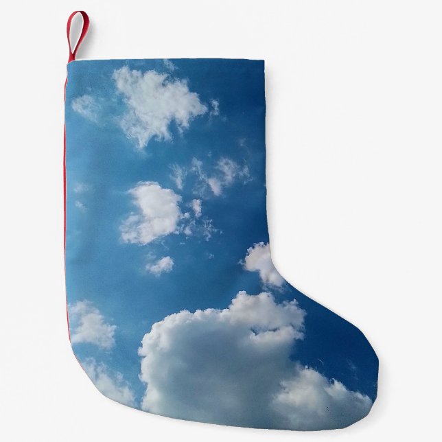 Meia De Natal Pequena Nuvens simples (Frente)