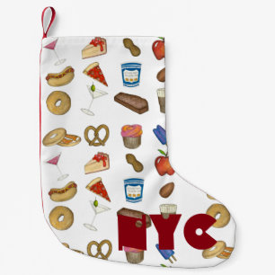 Meia De Natal Pequena NYC Nova Iorque Pretzel Pizza Bagel Steak