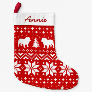 Meia De Natal Pequena O buldogue mostra em silhueta o amante bonito do