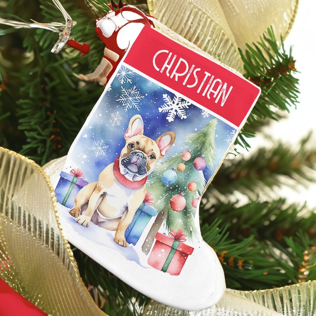 Meia De Natal Pequena O Bulldog Francês pessoas presentes de Natal (French bulldog personalized Christmas stocking pet dog lovers Christmas gifts cute puppy bulldog)