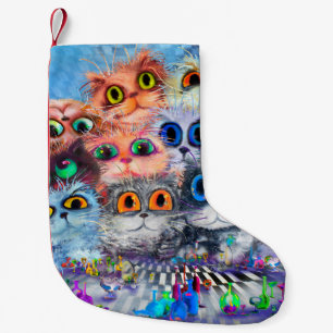 Meia De Natal Pequena O conjunto do retrato sabstrato dos gatos, acry