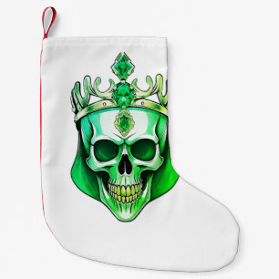 Meia De Natal Pequena O crânio do rei verde com uma coroa judaica