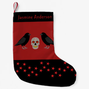 Meia De Natal Pequena O crânio gótico e o Guardião ravens são person