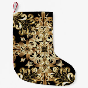 Meia De Natal Pequena O floco de neve de ouro é um padrão simples e un