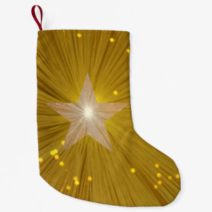 Meia De Natal Pequena O impressão Dourado da estrela que armazena o