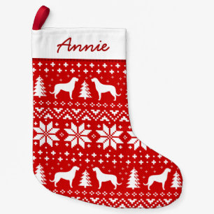Meia De Natal Pequena O irlandês Wolfhound Silhouettes Padrão Vermelho