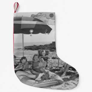 Meia De Natal Pequena O silêncio é a praia de ouro, a vintage, o retrô,