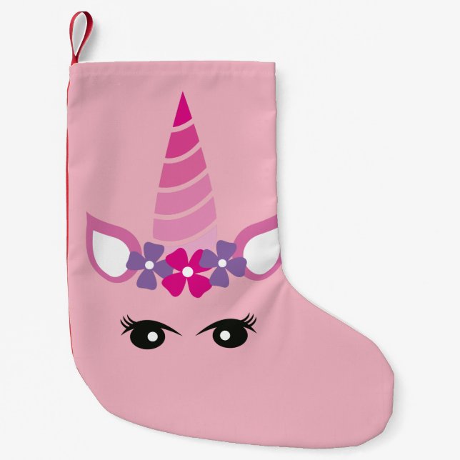 Meia De Natal Pequena O Unicórnio Rosa (Frente)