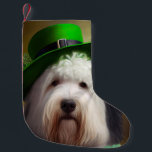 Meia De Natal Pequena O velho pastor de inglês na Rua.<br><div class="desc">O Dia de Patrick este ano com este cachorro bonitinho no vestido de rua Patrick,  uma bela ideia de presente para alguém que ama cachorros</div>