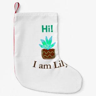 Meia De Natal Pequena Olá, sou Lily Cacto Suculto, adicione nome aquarel