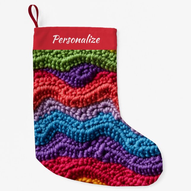 Meia De Natal Pequena Old-Fashioned Knit Yarn Pattern Christmas (Frente)