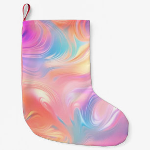 Meia De Natal Pequena Ondas abstratas rosa azul amarelo neon modernas