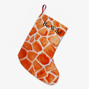 Meia De Natal Pequena Orange Giraffe Animal Print