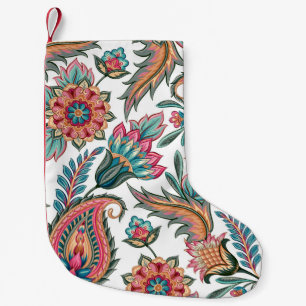 Meia De Natal Pequena Oriental Paisley: Vintage Floral Sem Seiva