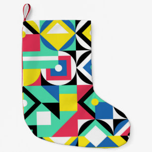 Meia De Natal Pequena Ornamento Decorativo de Formas Geométricas Colorid