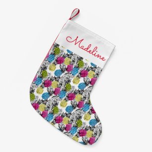 Meia De Natal Pequena Os abacaxis e as folhas de palmeira do pop art