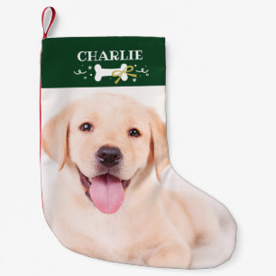 Meia De Natal Pequena Osso Adorável Foto Personalizada Cachorro