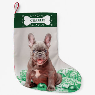 Meia De Natal Pequena Osso Adorável Foto Personalizada Cachorro