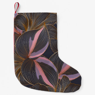 Meia De Natal Pequena Ouro de luxo com fundo floral sem costura com trop