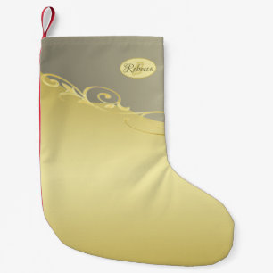 Meia De Natal Pequena Ouro de luxo decorativo em ouro e prata, monograma