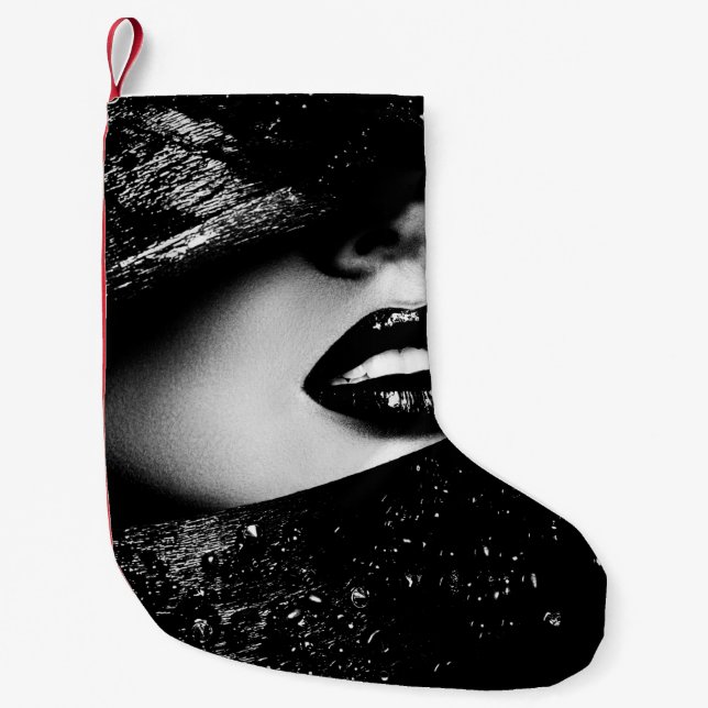 Meia De Natal Pequena Ouro diagonal Elegante com l (Frente)