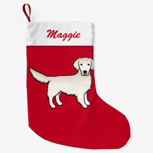 Meia De Natal Pequena Ouro Inglês - Retriever Cachorro Em Vermelho & Nam
