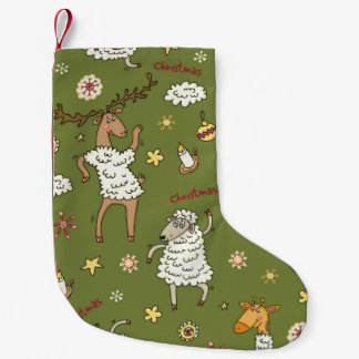 Meia De Natal Pequena Ovelha de Natal: Ilustração de Vintagem Animal.