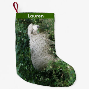 Meia De Natal Pequena Ovelhas Bastante Brancas Que Comem Estoque Persona