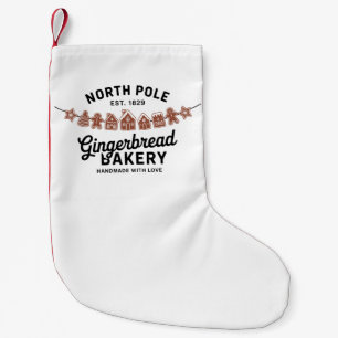 Meia De Natal Pequena Padaria de Biscoito de Gengibre do Polo Norte Vint