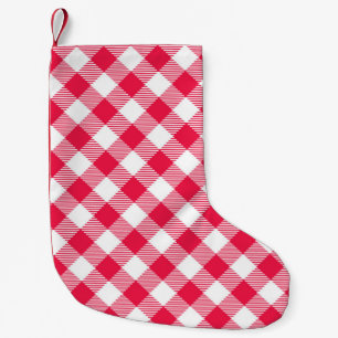 Meia De Natal Pequena Padrão Clássico do País Gingham Vermelho