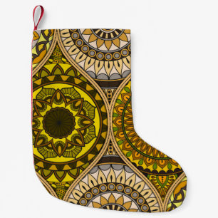 Meia De Natal Pequena Padrão com mandalas. Elementos decorativos venosos