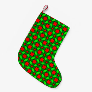 Meia De Natal Pequena Padrão Complexo Vermelho e Verde
