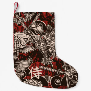 Meia De Natal Pequena Padrão contínuo japonês de Vintage com a haste