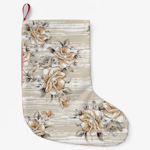 Meia De Natal Pequena padrão das flores marrons no plano de fundo de tex